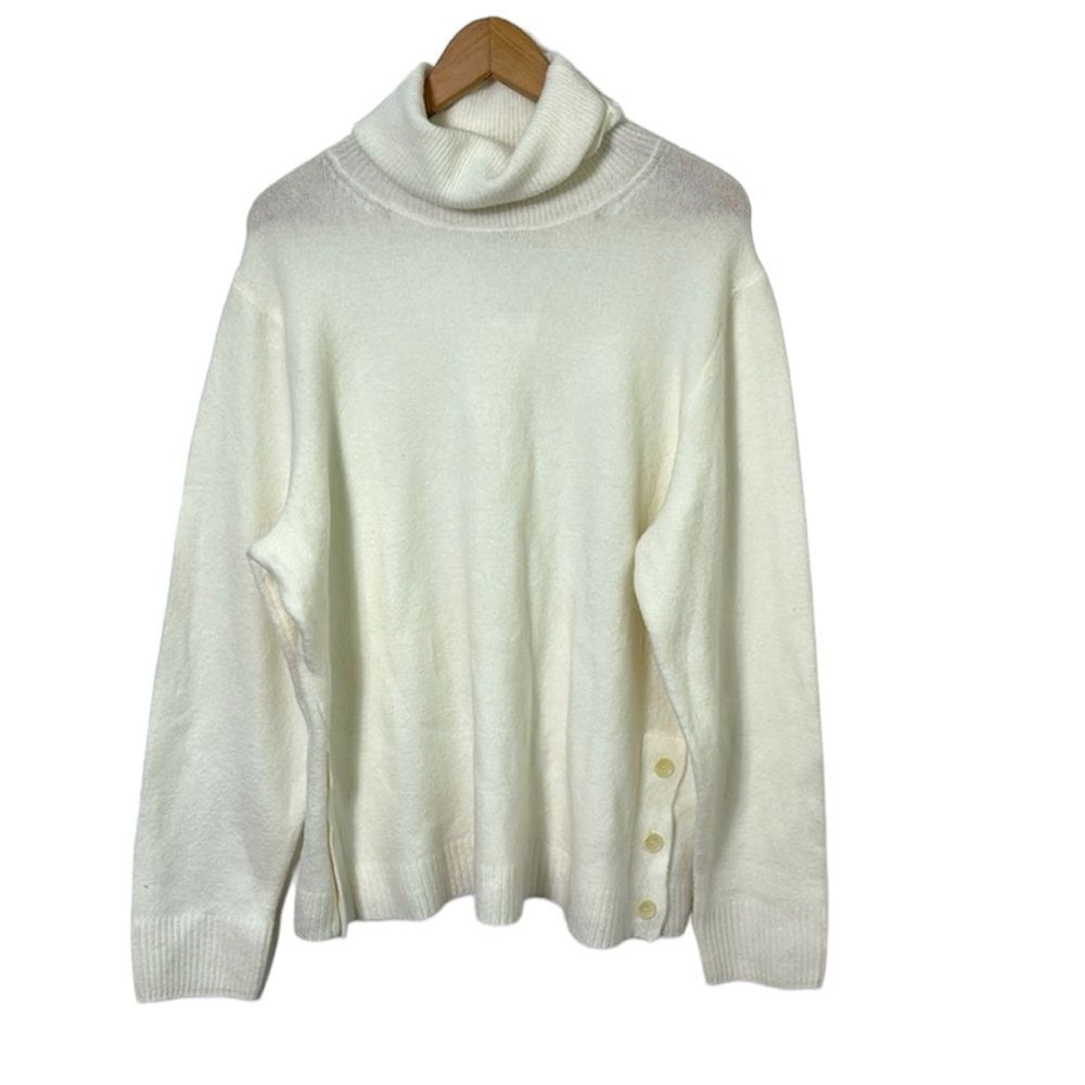 NEW NWT J.CREW Ivory turtle neck cowl neck wool blend sweater size XL